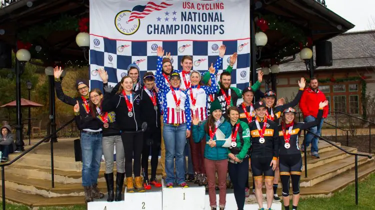 2016 USA Cycling Cyclocross Collegiate D2 4x4 Team Relay Podium