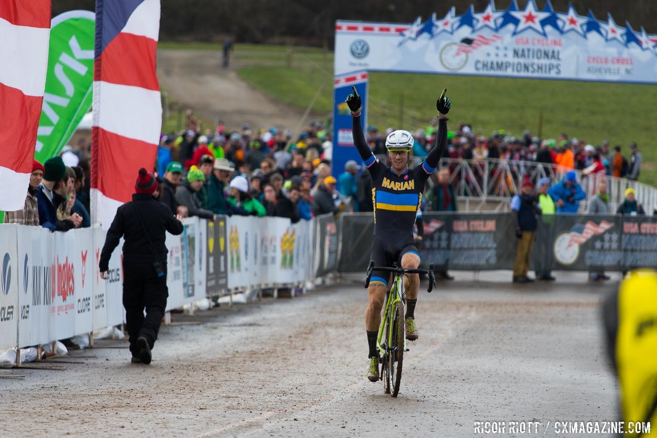 Drew Dillman raced for Marian back in his college days, 2016 Cyclocross National Championships. © Cyclocross Magazine