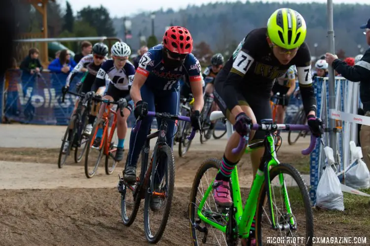 Katherine Shields leads Kaysee Armstrong through the first corner