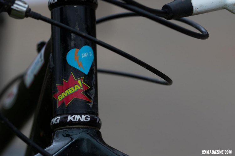 Nice touches on Haydn Hludzinski's championship-winning Kinesis included an Amy D Foundation decal and a Chris King headset. © R. Riott/Cyclocross Magazine