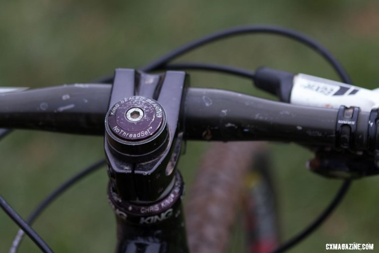 A short Crank Brothers stem for Junior Women's 9-10 national Champions Haydn Hludzinski. 2016 Cyclocross National Championships. © R. Riott/Cyclocross Magazine