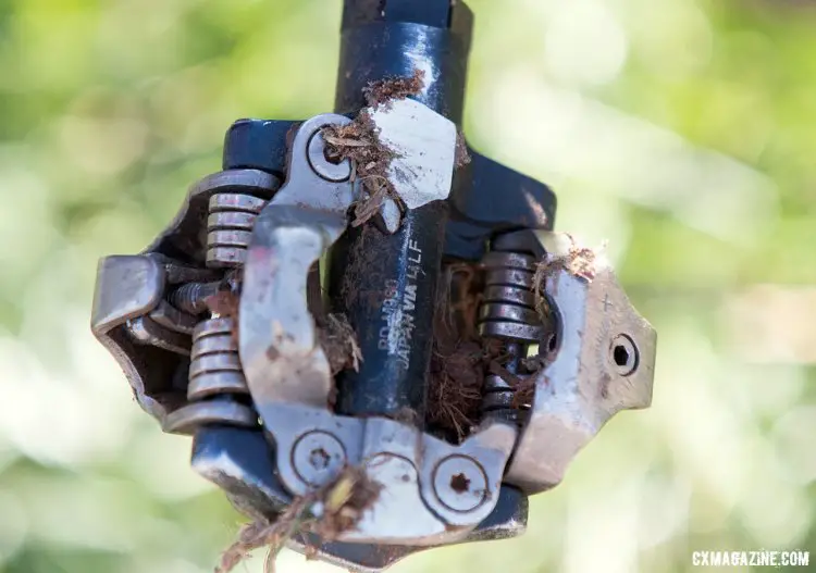 Mud and grass remained caked onto the pedals after the race was over. © Cyclocross Magazine