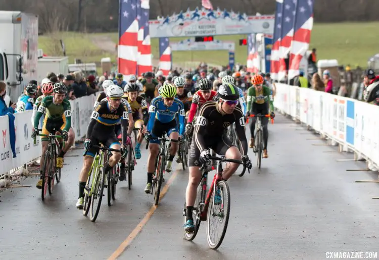 Collegiate D1 Men's start, 2016 Cyclocross National Championships. © Cyclocross Magazine