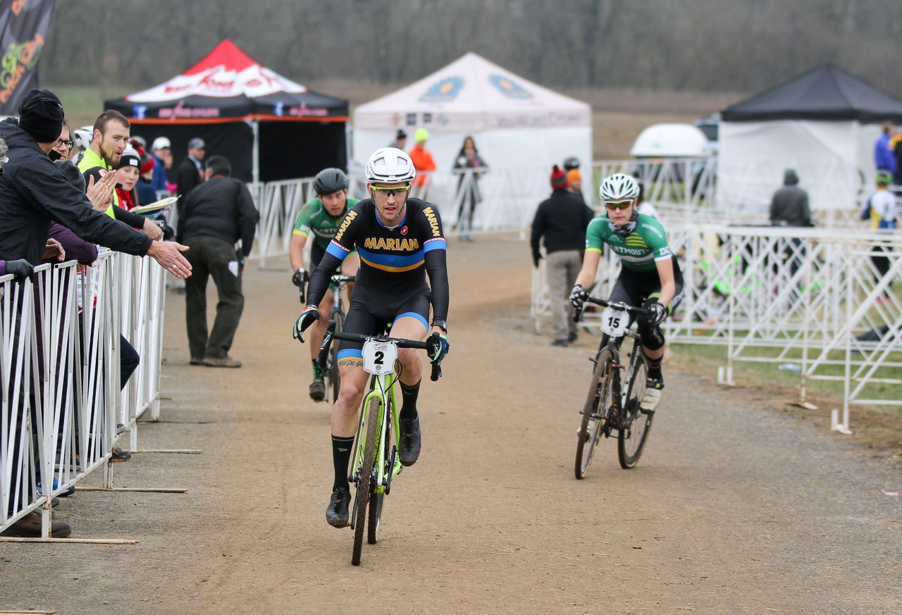 Drew Dillman on course passing through the rider exchange area. 2016 National Championships. © Cyclocross Magazine