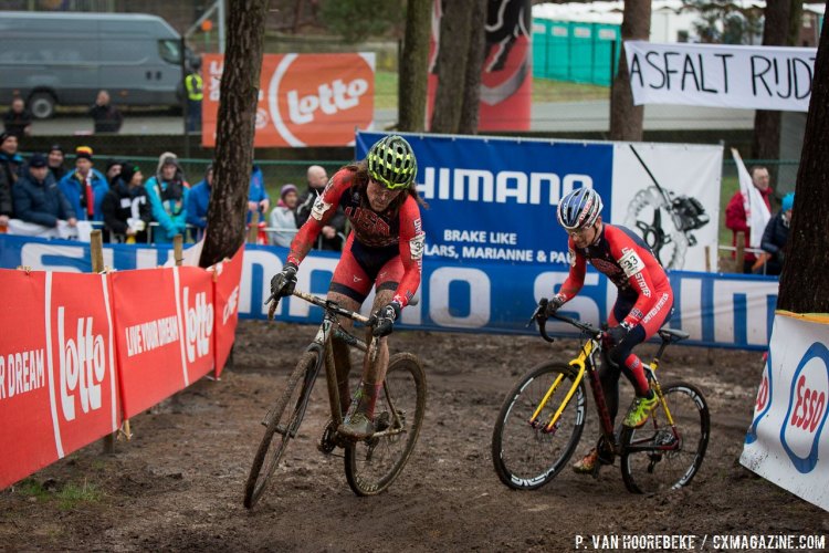 Anthony Clark and Alleng Krughoff were together for most of the race. Elite Men, 2016 Cyclocross World Championships. © Pieter Van Hoorebeke / Cyclocross Magazine