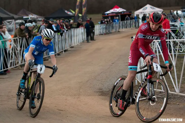 Georgia Gould on course during the mixed-team relay at the 2016 Cyclocross National Championships. © Cyclocross Magazine
