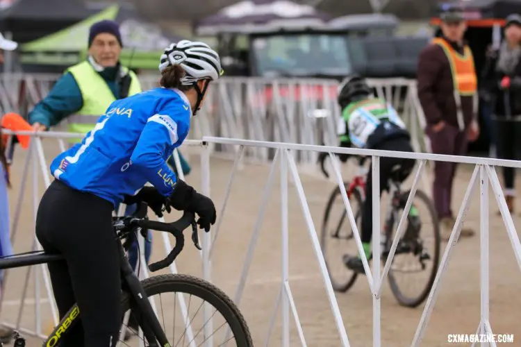 Georgia Gould cheers on cometitors during nationals week. 2016 Cyclocross National Championships. © Cyclocross Magazine