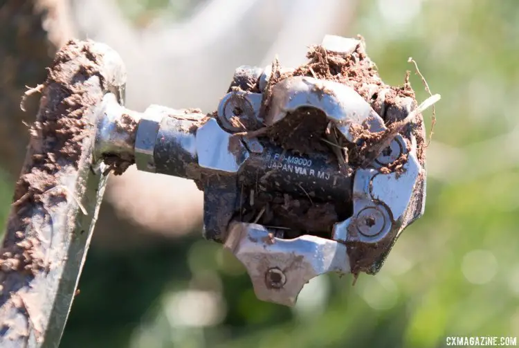 Pedal choice was the newest member to the Shimano XTR line, Pd-M9000. 2016 Cyclocross Nationals. © Cyclocross Magazine