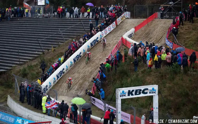 The descents were steep and treacherous. Elite Women, 2016 Cyclocross World Championships. © Danny Zelck / Cyclocross Magazine