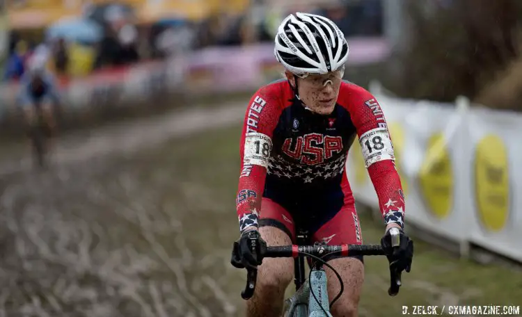 Compton had a strong start but after a crash could only come back to 13th. Elite Women, 2016 Cyclocross World Championships. © Danny Zelck / Cyclocross Magazine