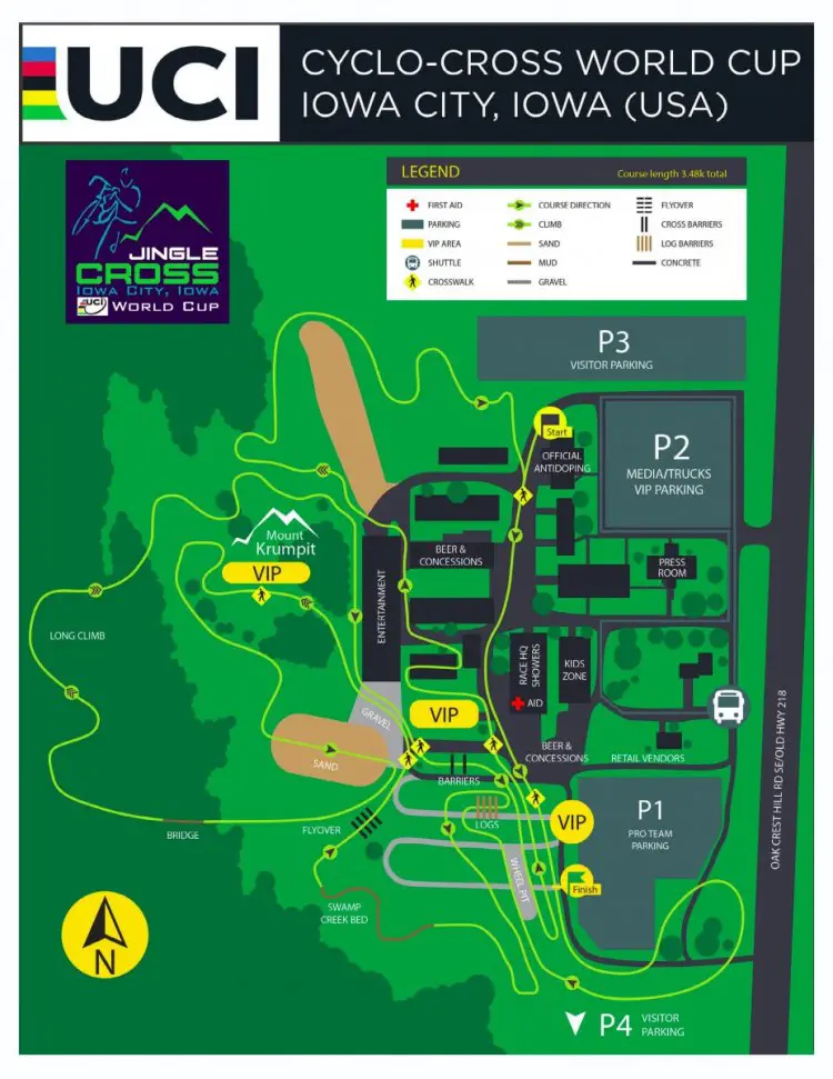 The course map for the 2016 Telenet UCI Jingle Cross World Cup in Iowa City. 
