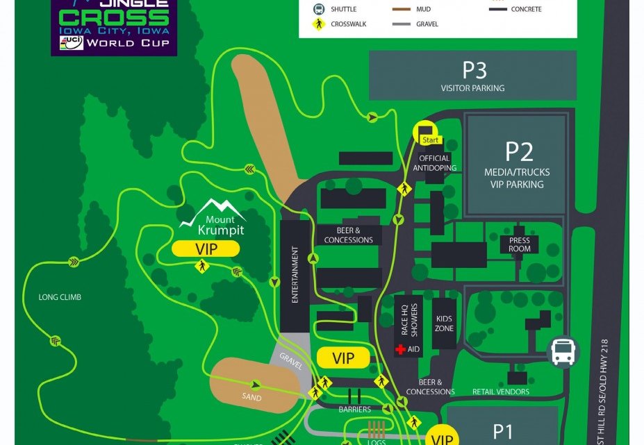 The course map for the 2016 Telenet UCI Jingle Cross World Cup in Iowa City.