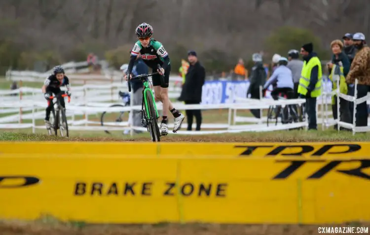 Benjamin Crismon held off Adrian Magun in the Junior Men 11-12 race. 2016 Cyclocross National Championships. © Cyclocross Magazine