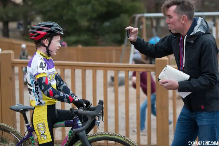 With the win comes the fame. David Thompson. Junior Men 9-10, 2016 Cyclocross National Championships. © Cyclocross Magazine