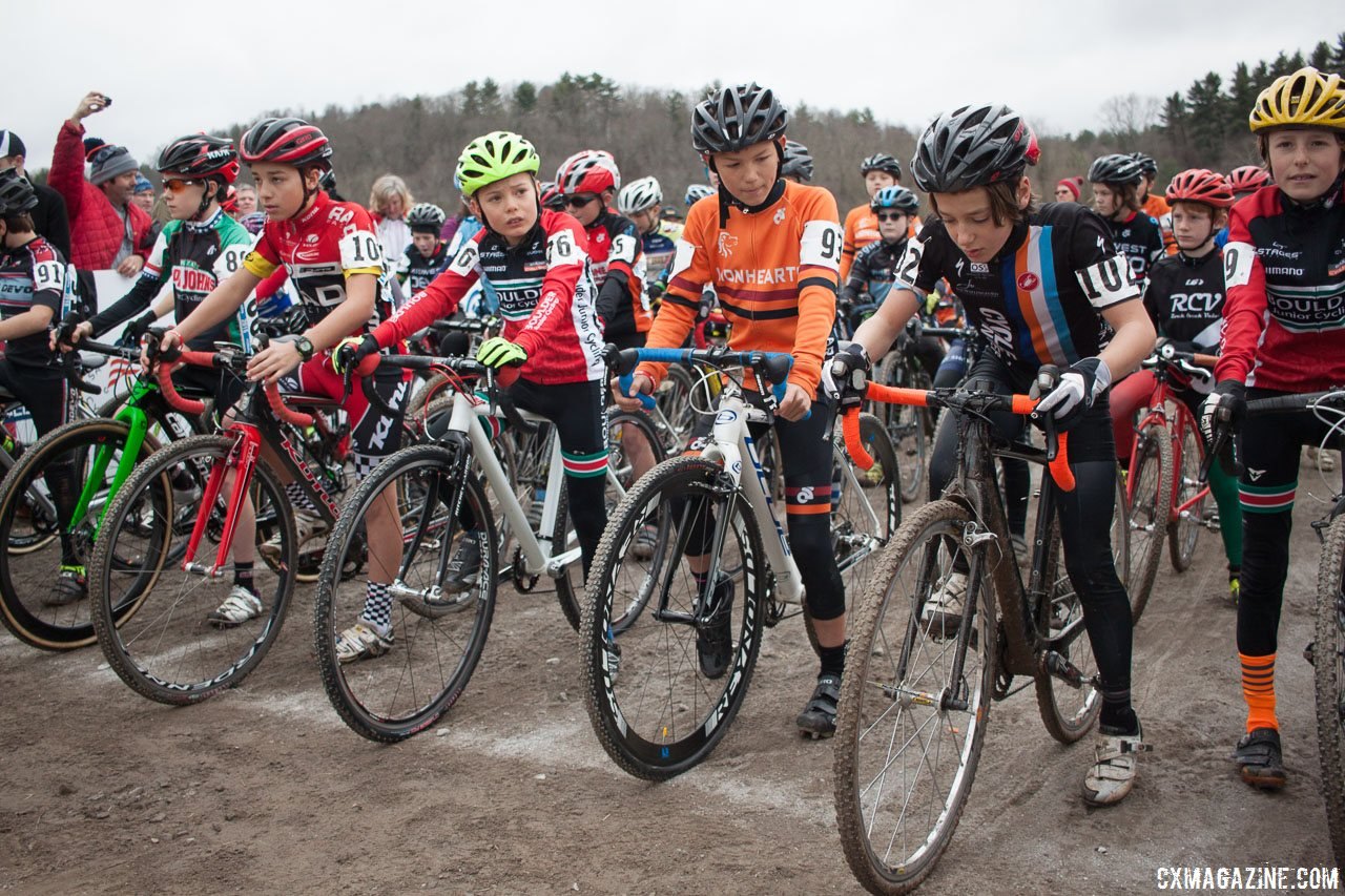 The start line intensity was real in the Junior Men's 10-11 Championship race. 2016 National Championships. © Cyclocross Magazine