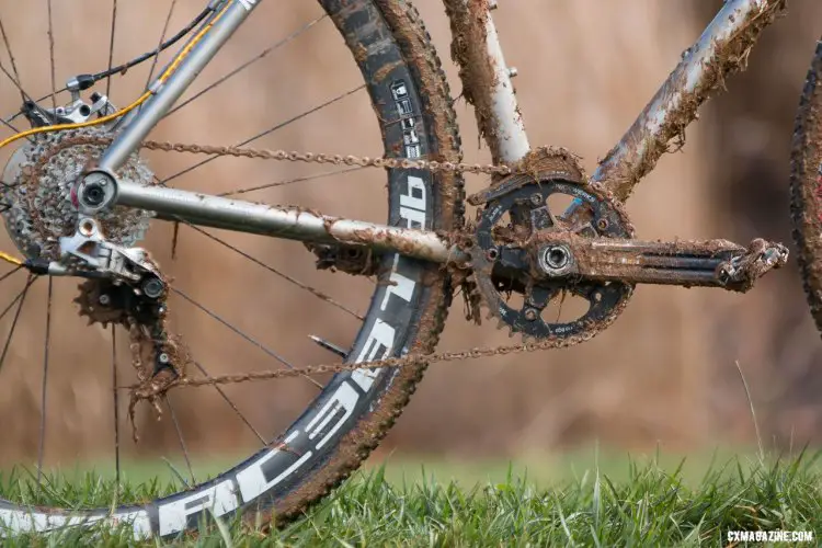 Katie Clouse's drivetrain was a mix of parts from SRAM, WickWerks and Rotor. 2016 Cyclocross National Championships. © Cyclocross Magazine