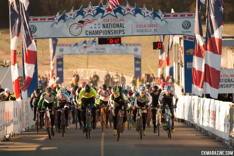 Masters 30-34 start, 2016 Cyclocross National Championships. © Cyclocross Magazine