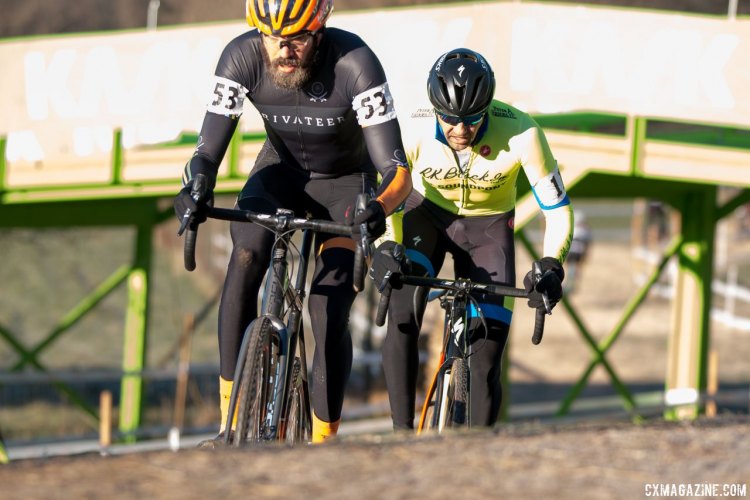 Spencer Whittier leads Chris Drummond - Masters 30-34, 2016 Cyclocross National Championships. © Cyclocross Magazine