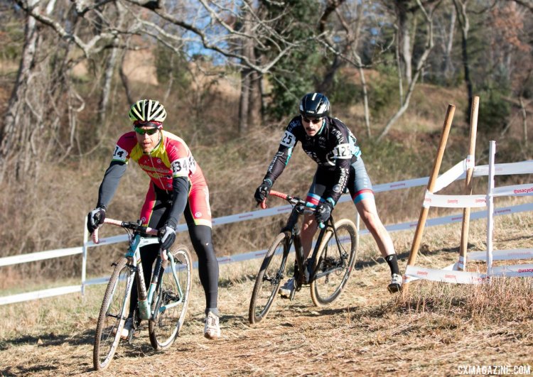 Racers got plenty of off-camber cornering experience at the Biltmore course. Masters 35-39, 2016 Cyclocross National Championships. © Cyclocross Magazine