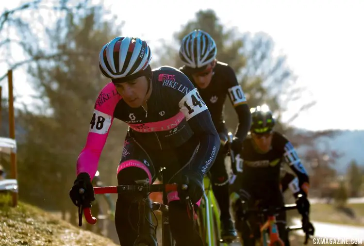 Nick Sears leading Matt Shriver in the chase of Jacob Lasley on lap one. Masters 35-39, 2016 Cyclocross National Championships. © Cyclocross Magazine