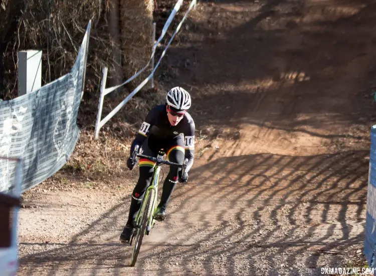 Shirver after his bike problems and switching bikes. Masters 35-39, 2016 Cyclocross National Championships. © Cyclocross Magazine