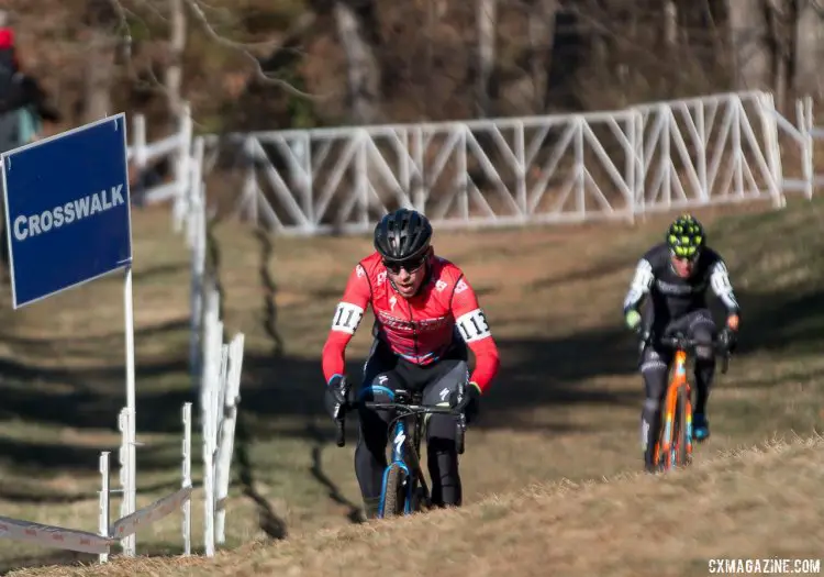 Sean Estes overcame a fourth row start to finish fourth. Masters 35-39, 2016 Cyclocross National Championships. © Cyclocross Magazine