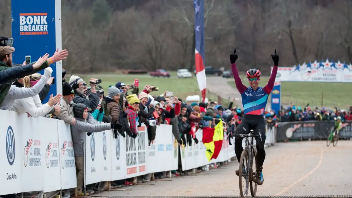 Jeremy Powers makes it three in a row, four total.Elite Men, 2016 Cyclocross National Championships. © Cyclocross Magazine