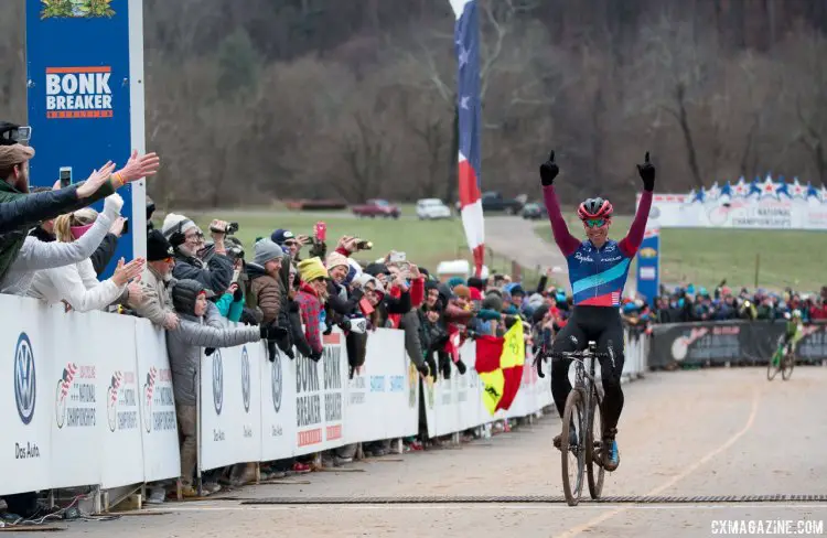 Jeremy Powers makes it three in a row, four total.Elite Men, 2016 Cyclocross National Championships. © Cyclocross Magazine
