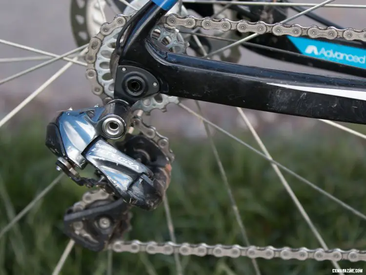 The Ultegra Di2 rear derailluer doubles as a chain tensioner for singlespeed duties. © Cyclocross Magazine