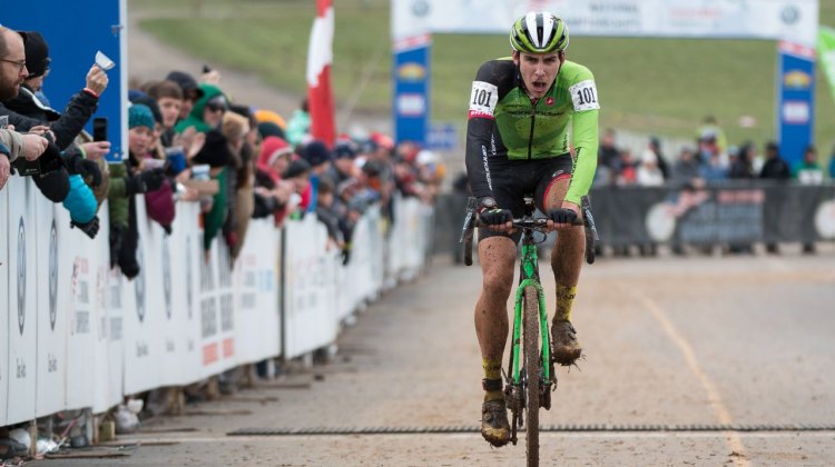 Curtis White gave it his all, but couldn't catch Ortenblad. U23 Men, 2016 Cyclocross National Championships. © Cyclocross Magazine