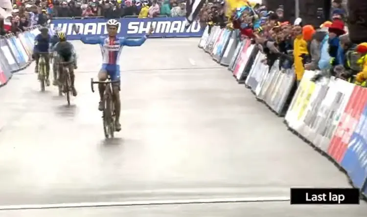 Adam Toupalik thinks he won the U23 World Title in Zolder, but sprinted one lap early.