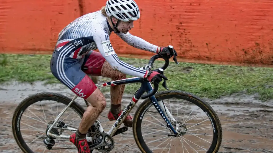 Evie Richards en route to the first ever U23 Women's World Championship. Interestingly, she was aboard an old bike of Katie Compton's. 2016 Cyclocross World Championships. © Danny Zelck / Cyclocross Magazine