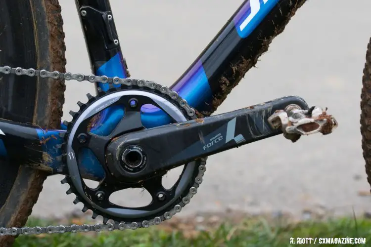 Gomez Villafañe runs the SRAM Force crankset. 2016 Cyclocross National Championships. © R. Riott / Cyclocross Magazine