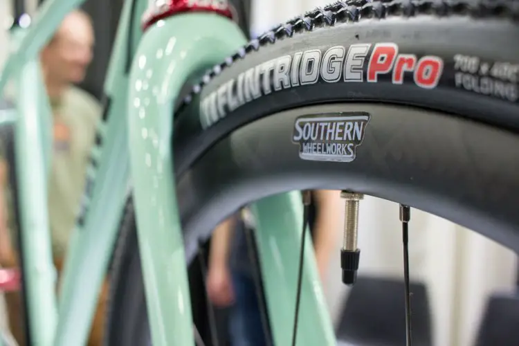The new Kenda Flintridge Pro as seen on the Thrive's cyclocross/gravel bike. New gravel and cyclocross tires, NAHBS 2016. © Cyclocross Magazine