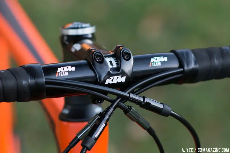 KTM specs its own lightweight alloy stem, bar, and seat post. Canic CXC cyclocross bike. © A. Yee / Cyclocross Magazine