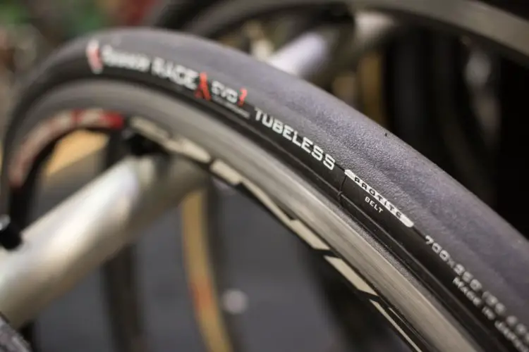 Panaracer is soon launching a 28c version of its Tubeless Race road tires, which could be useful for smoother dirt and gravel rides. New gravel and cyclocross tires, NAHBS 2016. © Cyclocross Magazine