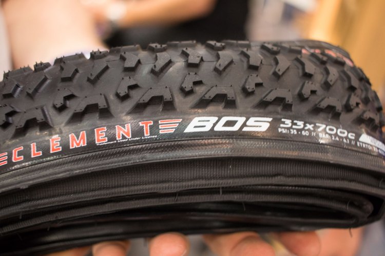 The new Clement BOS is an aggressive mud tire, and will feature tubeless and non-tubeless options. New gravel and cyclocross tires, NAHBS 2016. © Cyclocross Magazine
