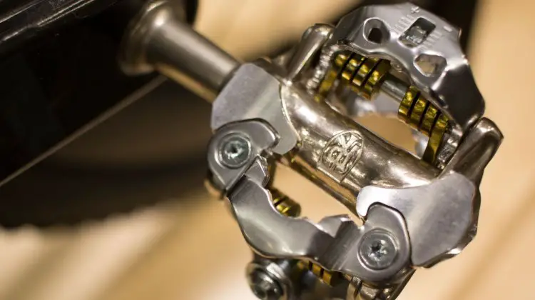 Ritchey's new WCS XC SPD-compatible, clipless mountain pedal features a lower stack height, fixed front claw and more contact surface area, similar to what Shimano added with the M980 and M780 pedals a few years ago. NAHBS 2016. © Cyclocross Magazine