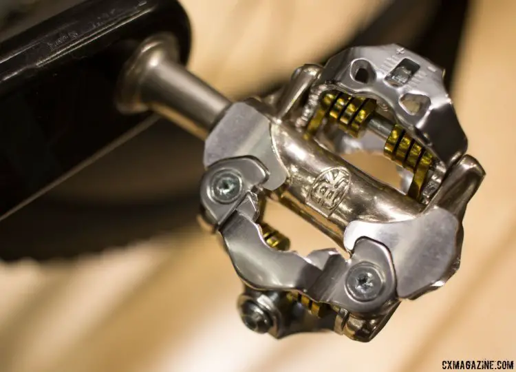 Ritchey's new WCS XC SPD-compatible, clipless mountain pedal features a lower stack height, fixed front claw and more contact surface area, similar to what Shimano added with the M980 and M780 pedals a few years ago. NAHBS 2016. © Cyclocross Magazine