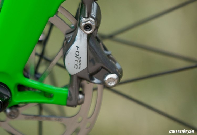 SRAM Force hydraulic calipers for Stephen Hyde's Cannondale Super-X. 2016 Cyclocross Nationals. © Cyclocross Magazine
