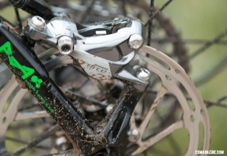 SRAM Force hydraulic calipers for Stephen Hyde's Cannondale Super-X. 2016 Cyclocross Nationals. © Cyclocross Magazine