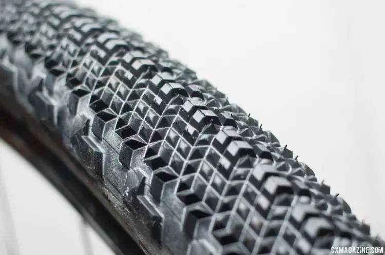 Teravail's new Cannonball gravel tire mounts easily onto a NoTubes Grail rim wtihout tire levers, but we're guessing that looser bead means it won't be a great option for Road Tubeless certified rims. Stay tuned. © Cyclocross Magazine