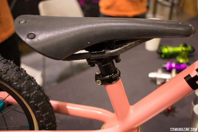 Carbon rails, because every gram matters with little kids! NAHBS 2016. © Cyclocross Magazine