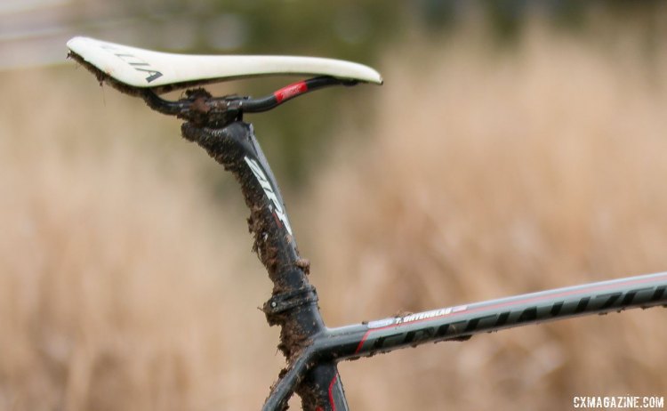 Oretenblad's Specialzied saddle atop a Zipp post. © Cyclocross Magazine