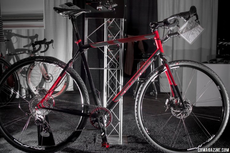 Mars Cycles' steel cyclocross bike with TRP's Di2 climbing button adapters and TRP Hy/Rd. TRP Brakes booth, NAHBS 2016. © Cyclocross Magazine
