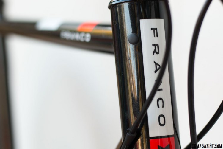 Franco Bicycles' clean graphics match the look of the steel tubes on the Grimes cyclocross/gravel bike. © Cyclocross Magazine