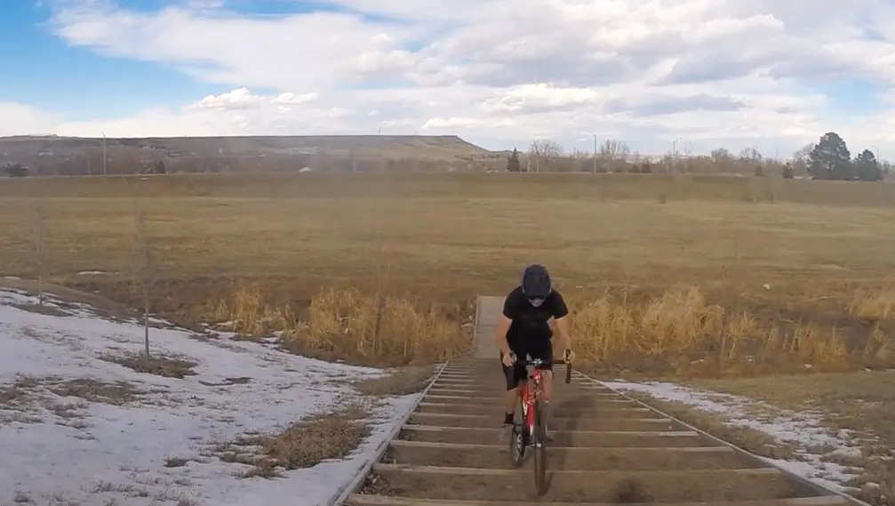 Will Doherty hops 20 stairs without pedaling.