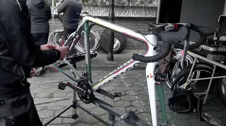 2016 World Champion Wout van Aert's Colnago Prestige being prepared for the World Champion's next ride. © Cyclocross Magazine