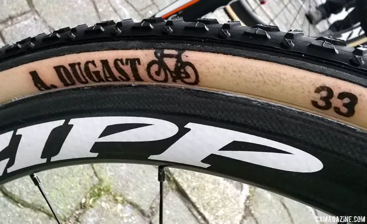 2016 World Champion Wout van Aert did not race the new tubeless Dugast tubulars at Worlds (or Parkcross) that the announcers thought he might be racing. Zipp 303 wheels kept van Aert rolling, and survived Mathieu van der Poel's shoe getting stuck in the spokes. © Cyclocross Magazine
