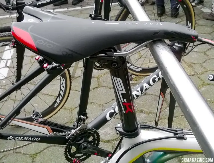 FSA also supplies the seatpost for 2016 World Champion Wout van Aert's Colnago Prestige. The saddle comes from Prologo. © Cyclocross Magazine
